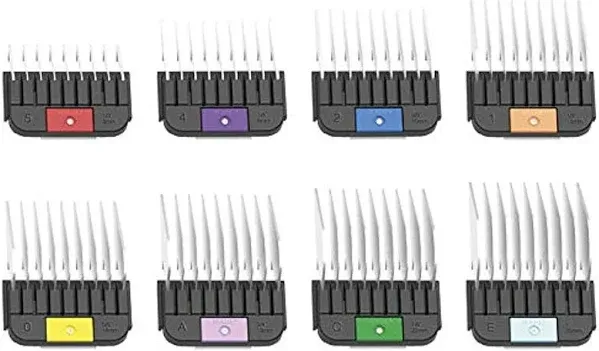 Wahl Stainless-Stee<wbr/>l SNAP ON Blade Guide COMB 8pc SET*Fit A5,Andis AGC Clippers