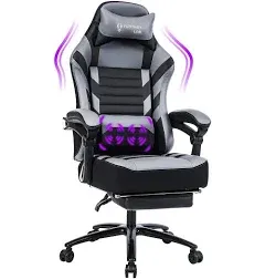 Fantasylab Big and Tall Gaming Chair 400LBS Gaming Chair with Footrest Massage Gaming Chair Memory Foam Adjustable Tilt Back Angle Gaming Chair for Heavy People with Metal Base