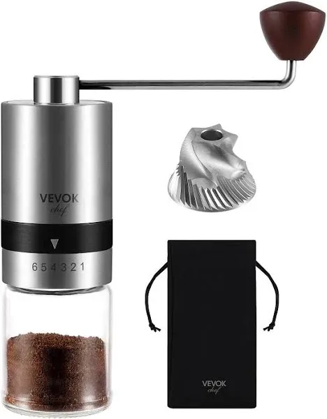 Manual Coffee Grinder Stainless Steel Burr Grinder 6 External Adjustable Sett...