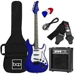 Best Choice Products 39in Full Size Beginner Electric Guitar Starter Kit w/Case, Strap, 10W Amp, Strings, Pick, Tremolo Bar - Metallic Blue