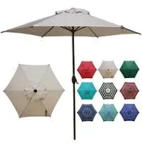 Abba Patio 9ft Patio Umbrella Outdoor Umbrella Table Market Umbrella with Push Button Tilt and Crank for Garden, Lawn, Deck, Backyard & Pool, Beige