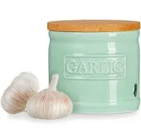 ONEMORE Garlic Keeper for Counter, Garlic Holder Countertop Storage Container,