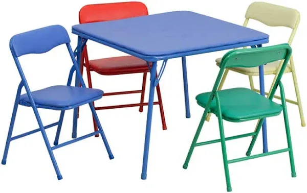 Kids Colorful 5-piece Folding Table and Chair Set