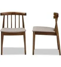 Baxton Studio Wyatt Mid-Century Modern Walnut Wood Dining Chair (Set of 2)