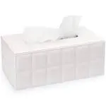  Rectangular Leather Tissue Box Cover - 9.9 X 5.4 Inch/Rectangul<wbr/>ar White