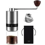 Manual Coffee Grinder -VEVOK CHEF Stainless Steel Burr Grinder 6 Adjustable Setting Silver Vintage Hand Coffee Grinder Portable Hand Crank Conical Coffee Bean Grinder Mill for Camping Travel