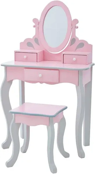 Teamson Kids - Little Princess Rapunzel Play Vanity Set - Pink / Grey