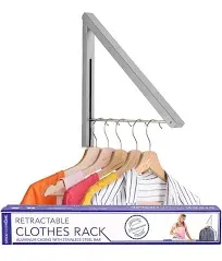 Single Foldable Clothing Rack, Wall-Mounted Retractable Clothes Hanger for Laund