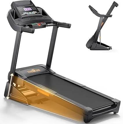 THERUN Incline Treadmill, Foldable Treadmills for Home 3.5HP Treadmill with 0-18% Auto Incline, 300 lbs Weight Capacity, 0.6-12MPH and Widen Running Belt, Bluetooth, App, Heart Rate