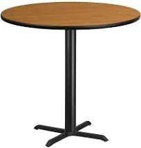 "42'' Round Black Laminate Table Top with 33'' x 33'' Bar Height Table Base"