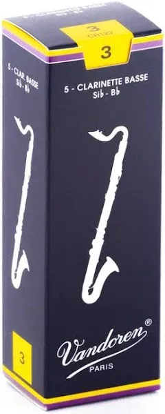 CR123 Bass Clarinet Traditional Reeds Strength 3; Box of 5