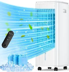 BALKO 25-INCH Evaporative Air Cooler, Swamp Cooler Air Conditioner w/Double Tanks, Smart Timer, 3 Ice Packs, 60W Windowless Air Conditioner, 70° Oscillation,3-Speed Portable Air Conditioners for Room