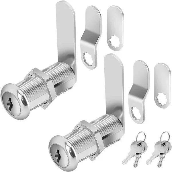 Cabinet Locks with Keys, 1-1/2" Long Cam Locks keyed Alike, Cabinet Cam Lock Set for Cabinets RV Storage Locks Tool Box Lock Thick Drawer, Zinc Alloy (2 Pack, 1-1/2 Inch)