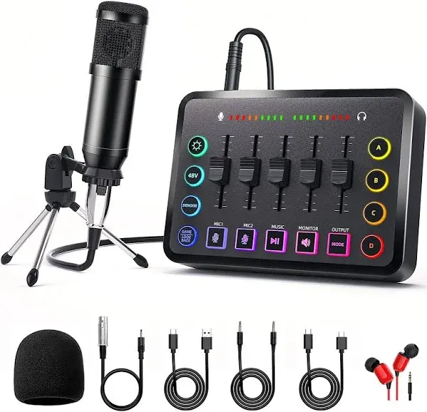 Podcast Equipment Bundle Includes Audio Mixer BM800 Microphone Ideal Video