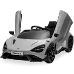 Kidzone 12V Licensed McLaren 765LT Kids Ride On Car with Hydraulic Doors, Gray, Toys