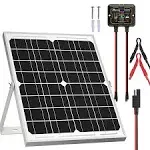 SOLPERK Solar Panel Kit 20W 12V, Solar Battery Trickle Charger Maintainer + Upgrade Controller + Adjustable Mount Bracket for Boat Car RV Motorcycle