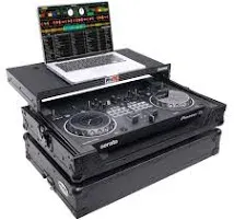 ProX X-DDJREV1LTBL Flight Case for Pioneer DDJ-REV1 Digital Controller with Sliding Laptop Shelf - Black on Black | Reverb