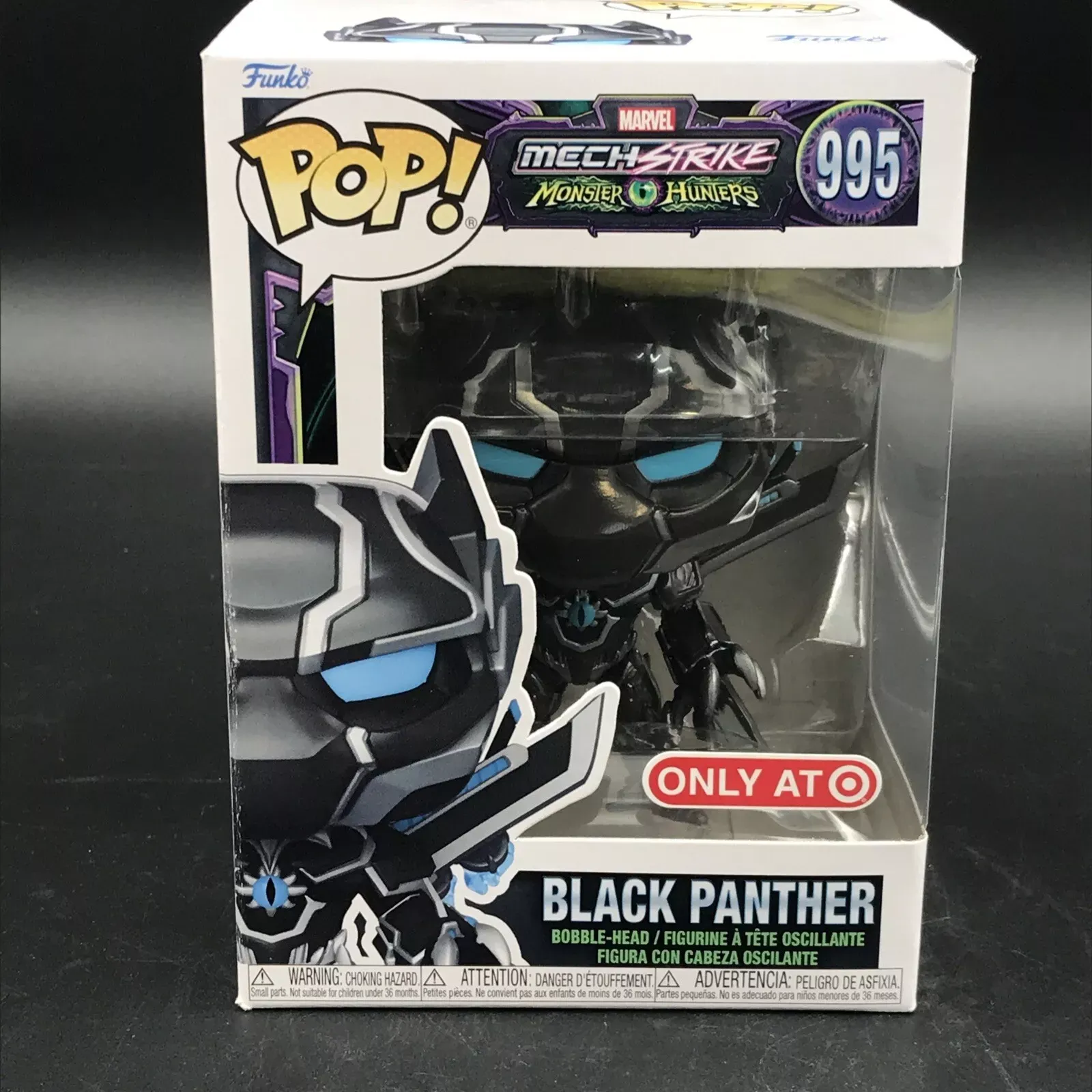 Funko Pop Marvel Mech Strike Monster Hunters Black Panther #995 with Protector