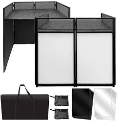 AxcessAbles Portable DJ Facade Booth with Black and White Lighting Scrims, Ca...