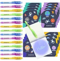 BONNYCO Invisible Ink Pen & Notebook Pack 16 Space Party Favors