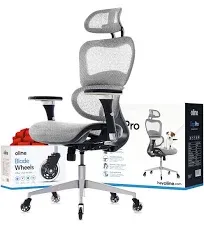 Oline ErgoPro Ergonomic Office Chair - Rolling Desk Chair with 4D Adjustable Armrest, 3D Lumbar Support and Blade Wheels - Mesh Computer Chair, Gaming Chairs, Executive Swivel Chair (White)