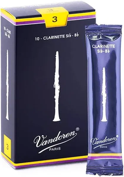 Vandoren CR1025 Traditional Bb Single Clarinet Reed, Strength 2.5