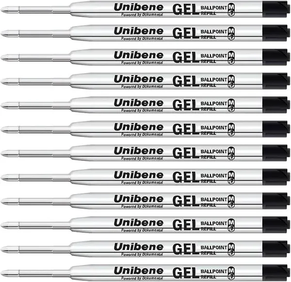 Unibene Parker Compatible Ballpoint Refills 12 Pack,1.0mm Medium Point-6 Black&6 Blue, Smooth Writing Replaceable German Ink Tactical Pen Refills for Parker Ballpoint/UZI Pen