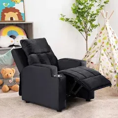 Deluxe Kids Recliner Chair with Footrest Headrest and 2 Cup Holders Mi