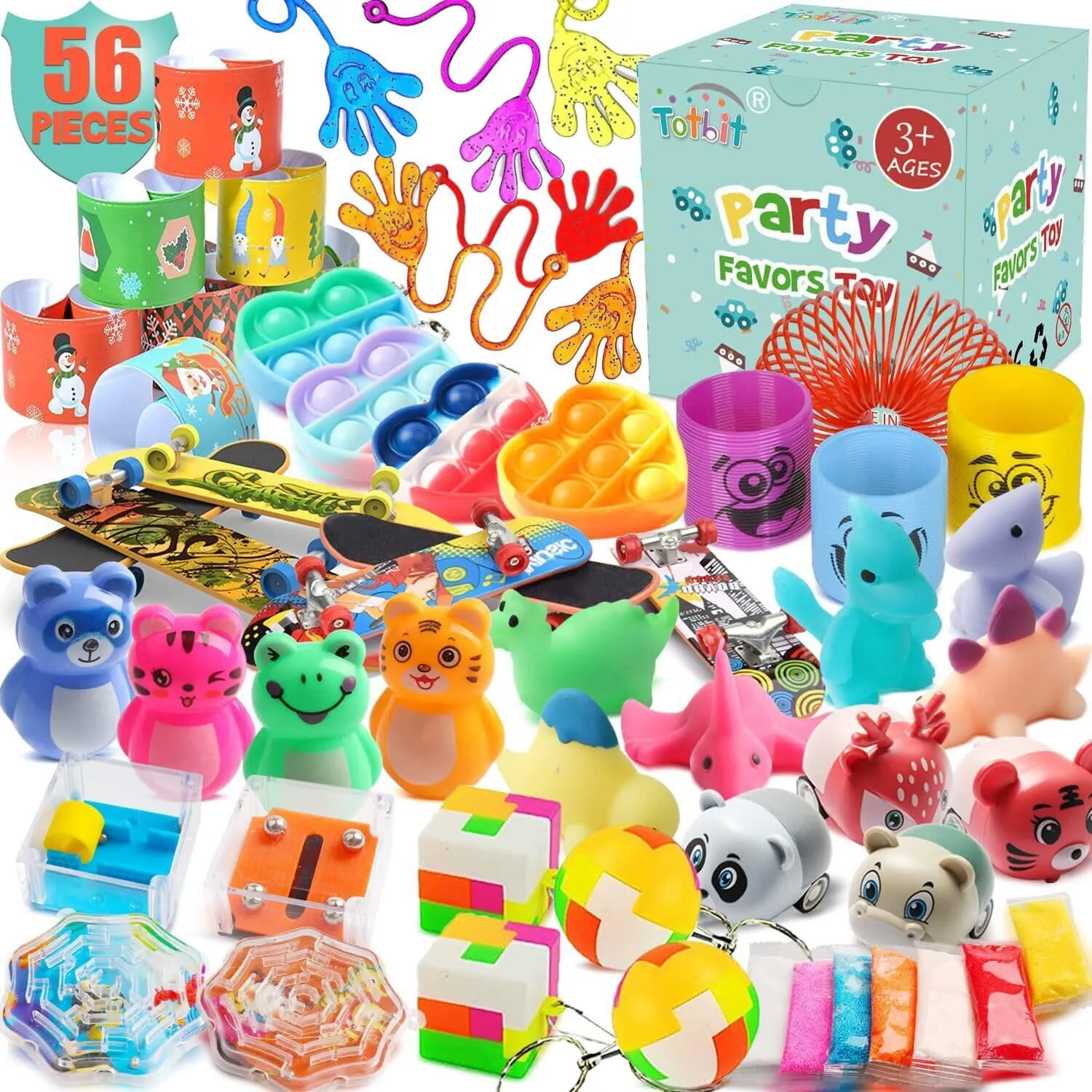 56 Pcs Party Favors Toys Treasure Chest Box Toys Classroom Carnival Prizes Small Bulk Pop