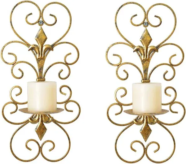 JUCONSIN Set of 2 Wall Sconces Candle Holders