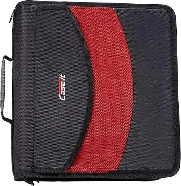 Case•it The Dual, Two 1.5 inch D-Ring Zip Binder, Dual-121-a, Black, assembled product height 12"H x13.6"WX 3.1"L,