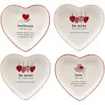 Certified International Set of 4 Valentine's Day Heart Shaped Tid Bit Dining Plates