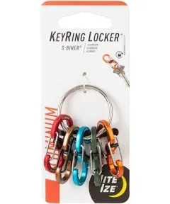 Nite Ize KeyRing Locker Aluminum Key Ring with 5 MicroLock S-Biner Carabiners 