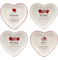 Valentine's Day Set of 4 Heart Shaped Tid Bit Plates Certified International