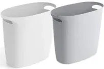 Small Trash Can Bathroom Wastebasket Garbage Can for Kitchen Office Bathroom Bedroom (White+Gray, 2.6 Gallon(2 Pack))