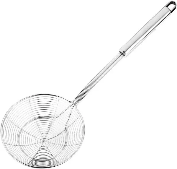 Hiware Solid Stainless Steel Spider Strainer Skimmer Ladle for Cooking and Frying, Kitchen Utensils Wire Strainer Pasta Strainer Spoon