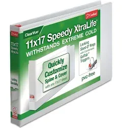 Cardinal 11 x 17 Speedy XtraLife Non-Stick Locking Slant-D Ring Binder, 1" Cap, White