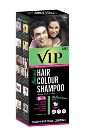 VIP 5 in 1 Hair Colour Shampoo base Hair Color 180 ml Black Hair Colour