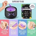 Tress Wellness Waxing Kit for Brazilian Wax - Easy to Use - For Sensitive Skin - Digital Display, Black Purple Flower