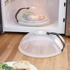 Set of 2 Clear Microwave Lids with Handle and Steam Vent