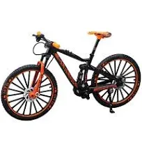 YEIBOBO ! Alloy Mini Downhill Mountain Bike Toy, Die-cast BMX Finger Bike Model for Collections (Black/Orange)