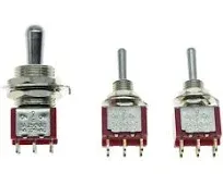 SALCOM Fat Bat Toggle Switch DPDT 3 Way ON OFF ON with 2 Mini Toggle Switches