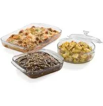 Libbey Baker's Basics 3 Piece Glass Casserole Baking Dish Set