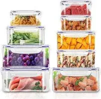 Utopia Kitchen Plastic Food Storage Container Set with Airtight Lids - Pack of 6 (3 Containers & 3 Snap Lids)- Reusable & Leftover Food Lunch Boxes - Leak Proof