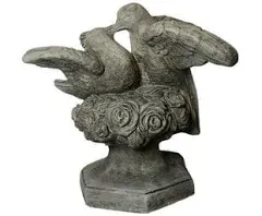 Kissing Doves- Concrete Garden Statue- 16" Tall x 15" w x 16" Dia-Pre-Aged