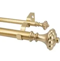 Meriville 1" Diameter Double Window Curtain Rod, 28" to 48", Chateau Urn Finials