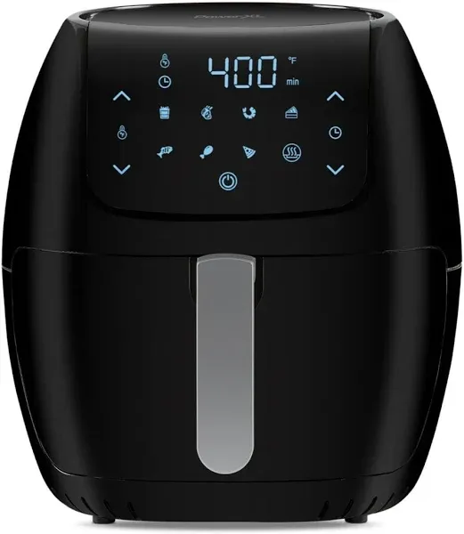 Large 8-Quart Non-Stick Air Fryer with One-Touch Digital Display, Black