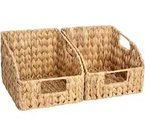  Pantry Baskets for Organizing, Wicker Baskets with Natural(Water Hyacinth)