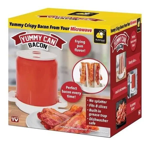 *NEW* Yummy Can Bacon, As Seen on TV Make Crispy Healthy Bacon in Your Microwave