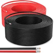 Solar Panel Wire 50Ft Black and 50Ft Red Kit, Solar Panel Extension Cable 12AWG (4mm²) Tinned Copper Wire for Outdoor Automotive RV Boat Marine Solar Panel (Black+Red)